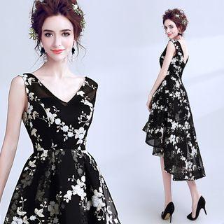 Dip-back Floral Cocktail Dress