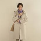 Hooded Single Breasted Wool Blend Coat