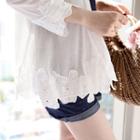 Lace-trim Open-front Sheer Cardigan