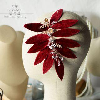 Leaf Wedding Hairpiece Wine Red - One Size