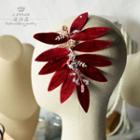 Leaf Wedding Hairpiece Wine Red - One Size