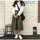 Peter Pan Collar Long-sleeve Loose-fit Top / A-line Skirt