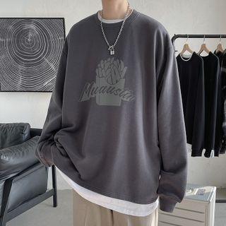 Mock Two Piece Print Oversized Sweatshirt