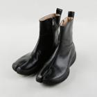 Split-toe Faux-leather Ankle Boots