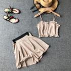 Set: Ruffle-hem Camisole + Shorts