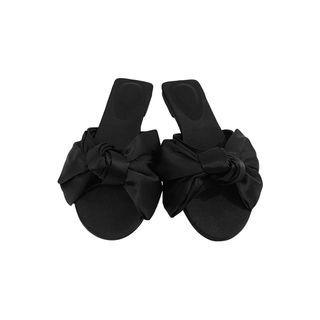 Bow-detail Satin Slide Sandals