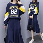 Set: Lettering Print Sweatshirt + Mermaid Skirt