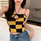 Two-tone Checker Strappy Tube Top Top - One Size