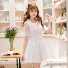 Double-breasted Mock Two-piece A-line Dress