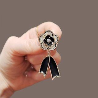 Flower Rhinestone Alloy Brooch Gold - One Size