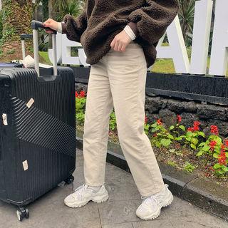 Fleece-lined Wide Straight Pants