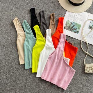 Plain Single Shoulder Tank Top
