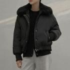 Fleece-collar Padded Blouson Jacket