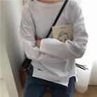 Plain Distressed Loose-fit Long-sleeve T-shirt