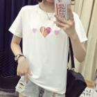 Short-sleeve Embroidered Heart T-shirt