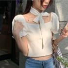 Puff Sleeve Halter Blouse White - One Size