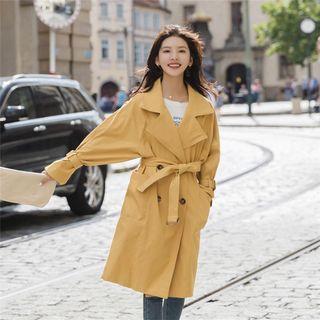 Batwing-sleeve Double-breast Trench Coat