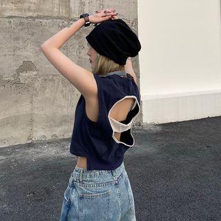 Asymmetrical Cut Out Crop Tank Top