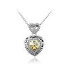Fashion Heart Pendant With Yellow Austrian Element Crystal And Necklace