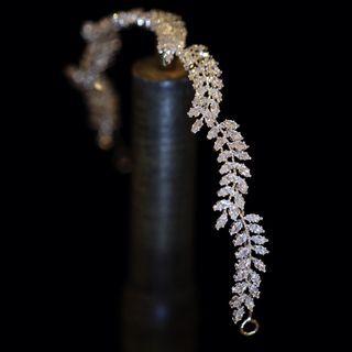 Leaf Rhinestone Alloy Headband 1 Pc - Silver - One Size
