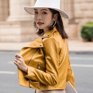 Studded Faux Leather Jacket