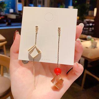 925 Sterling Silver Asymmetric Dangle Earring 1 Pair - E1794 - Gold - One Size