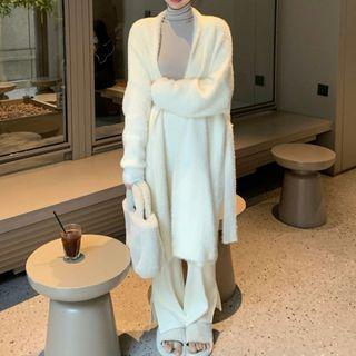 Mock-neck Long-sleeve T-shirt / Wide Leg Pants / Cardigan