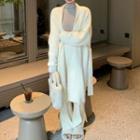 Mock-neck Long-sleeve T-shirt / Wide Leg Pants / Cardigan
