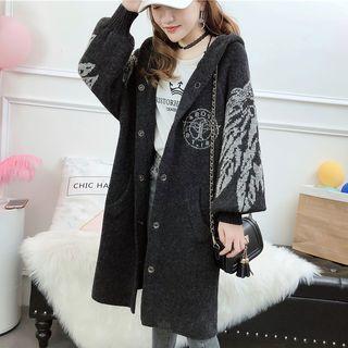 Hooded Knit Jacket As Shown In Figure - One Size