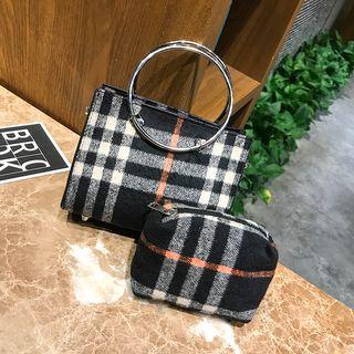 Set Of 2: Plaid Crossbody Bag + Zip Pouch