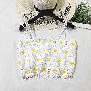 Floral Tie-strap Cropped Camisole Top