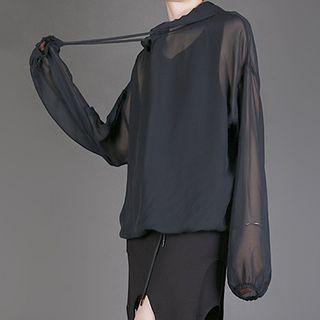 Long-sleeve See-through Chiffon Top