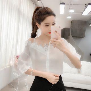 Mock Two-piece 3/4-sleeve Shirt