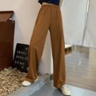 Elastic-waist Chiffon Wide-leg Pants