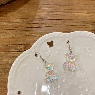 Iridescent Resin Bear Dangle Earring