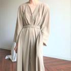 Long-sleeve Maxi A-line Wrap Dress