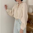 Puff Sleeve Blouse Light Beige - One Size