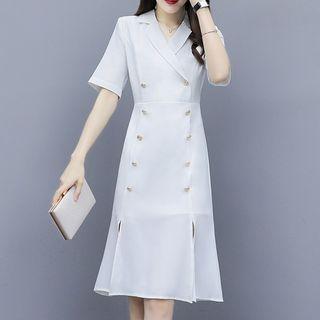 Short-sleeve Double-breasted Mermaid Dress