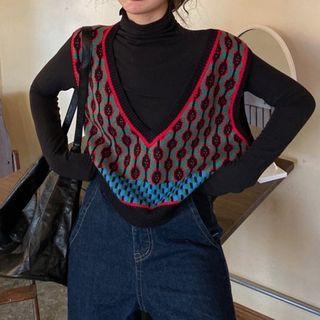Knit Vest Tank Top / Plain High-neck Top