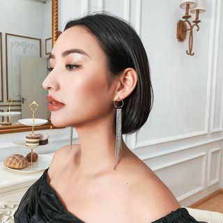 925 Sterling Silver Rhinestone Fringe Dangle Earring