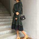 Melange Long-sleeve Knitted Midi Dress
