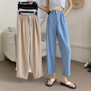 High Waist Plain Straight Leg Pants