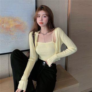 Cropped Knit Camisole Top / Cardigan