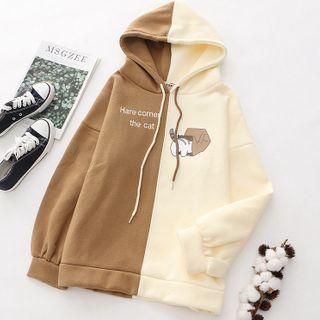 Color Block Hoodie Khaki - One Size