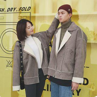 Couple Matching Faux Suede Zip Jacket