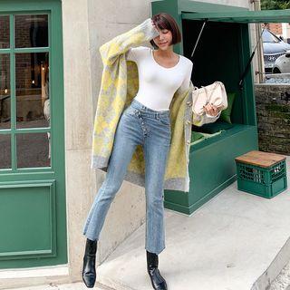 Asymmetric Button-fly Straight-cut Jeans