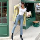 Asymmetric Button-fly Straight-cut Jeans