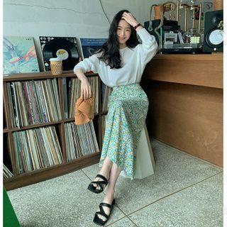 Waistband Long Flare Skirt