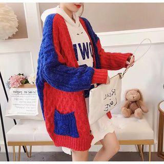Two-tone Cable Knit Cardigan