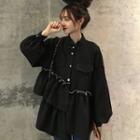Frilled Trim Shirt / Striped Long-sleeve T-shirt